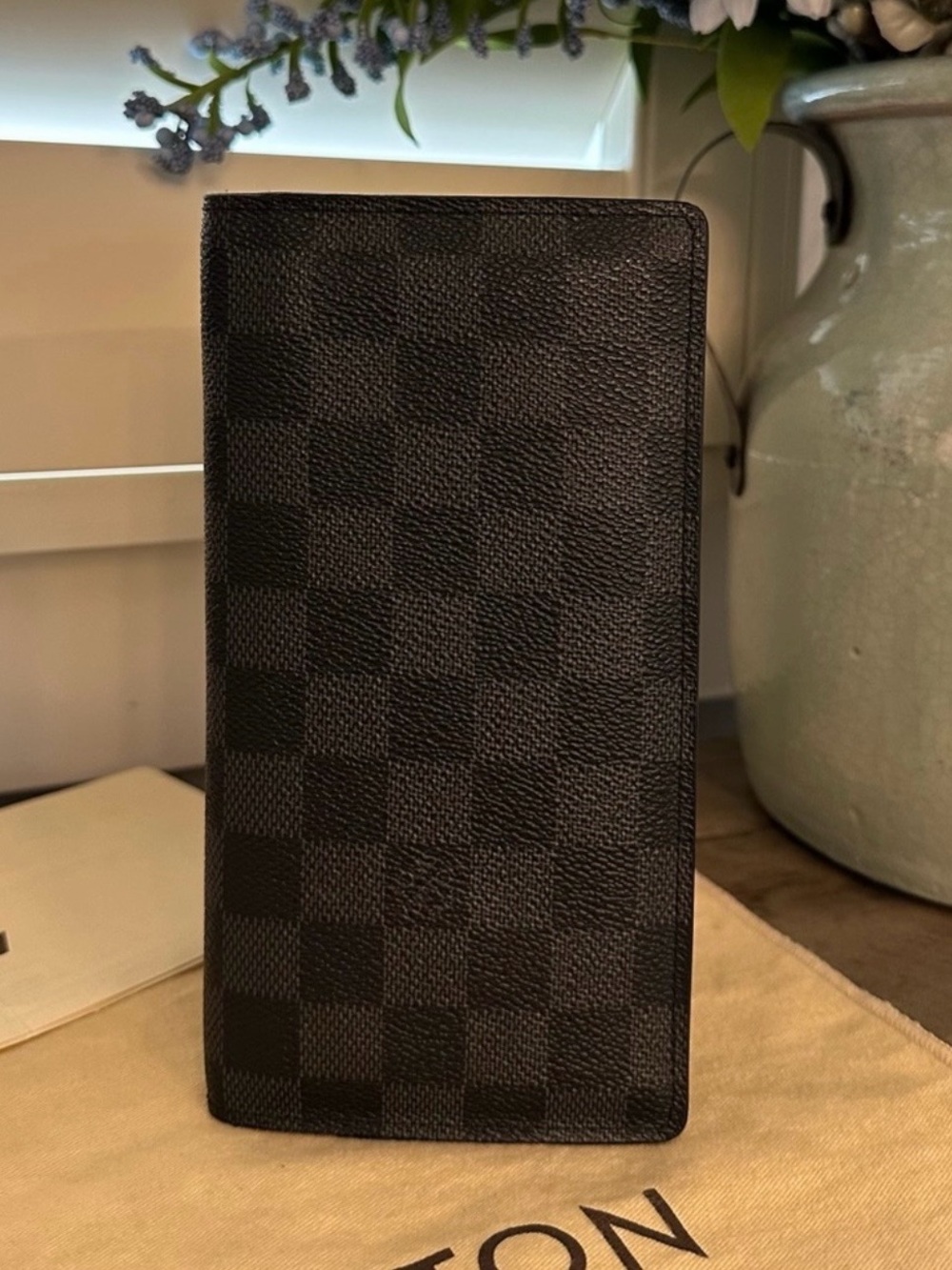 Louis Vuitton Black Damier Graphite Long Brazza Wallet With Original Receipt